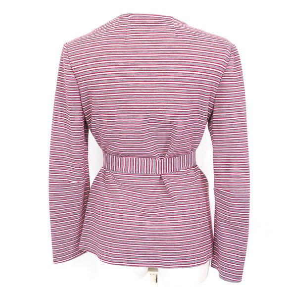 70s Vintage Cardigan Jacket Red and Gray Striped With Matching Belt Size Medium - Picture 6 of 9